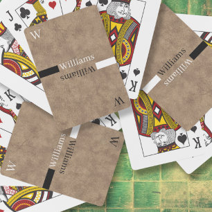 Brownish leather look Family Name Playing Cards