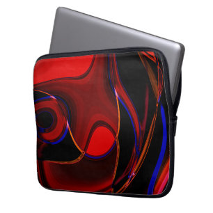 Brownish red curves and spots with blue strokes  t laptop sleeve