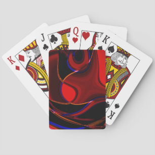 Brownish red curves and spots with blue strokes t playing cards