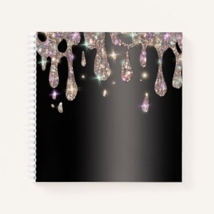 BrownMetallic Glitter Drip Sparkle Bling Sketch Notebook