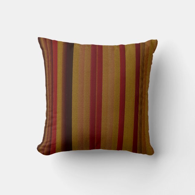 Browns and Burgundy Striped Burlap Print Pattern Cushion (Front)