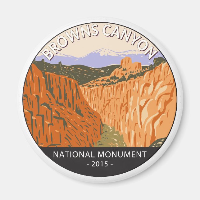 Browns Canyon National Monument Colorado Retro Magnet (Front)