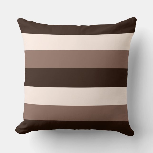 Browns & Cream Horizontal Striped Design Cushion (Front)