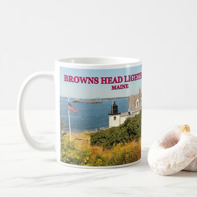 Browns Head Lighthouse, Maine Mug (With Donut)