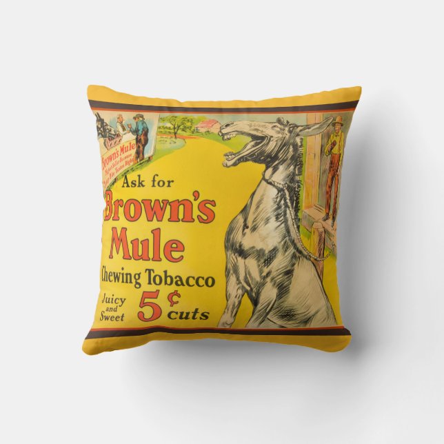 Brown's Mule Rustic Chewing Tobacco Ad Cushion (Back)