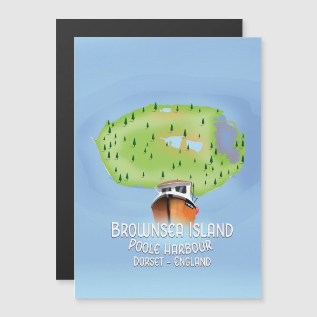 Brownsea Island map, Poole, dorset, England. (Front/Back)