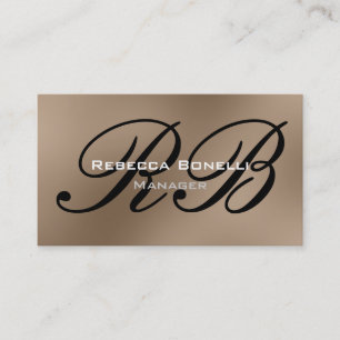 Browny Beige Black Monogram Manager Business Card