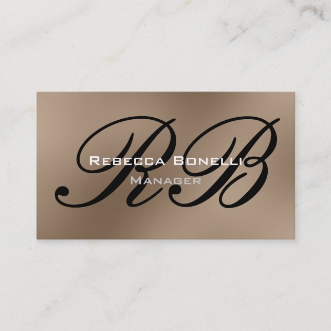 Browny Beige Black Monogram Manager Business Card (Front)