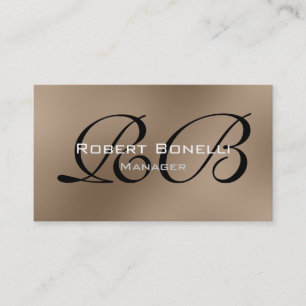 Browny Black White Monogram Manager Business Card