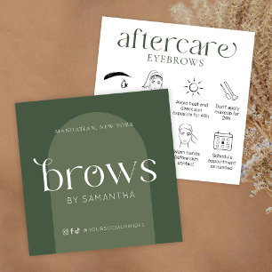 Brows Aftercare Modern Boho Sage Green Care Cards