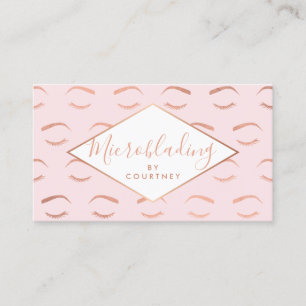 Brows and Lashes Microblading Pink/Rose Gold Business Card