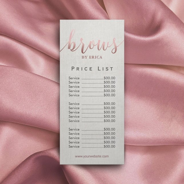 Brows Beauty Salon Esthetician Spa Price List Rack Card (Creator Uploaded)
