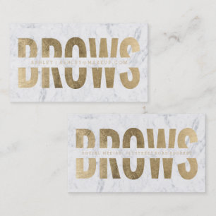 Brows cut out modern faux gold typography marble business card