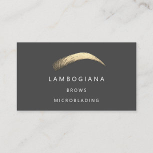 Brows Golden Logo Microblading Social Media Grey B Business Card