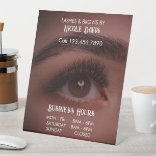 Brows & Lashes Opening Hours Pedestal Sign