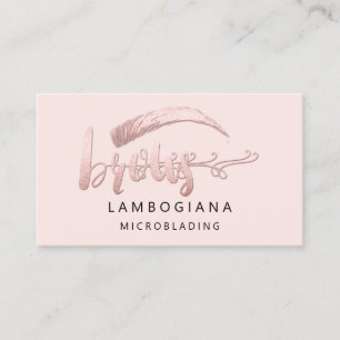 Brows Logo Microblade Social Media Pink Rose Business Card