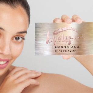 Brows Logo Microblade Social Media Rose Brush Business Card