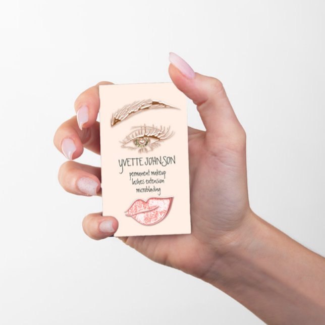 Brows Makeup Logo QRCode Powder Lip ocean Eyelash Business Card (Brows Makeup Logo QRCode Powder Lip ocean Eyelash Business Card)