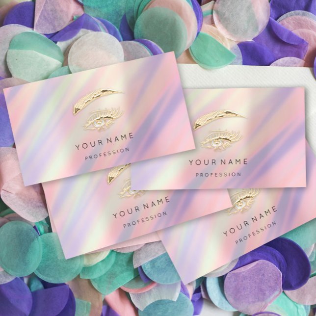 Brows Makeup QR LOGO Golden Eyelashes Ombre Business Card (Creator Uploaded)