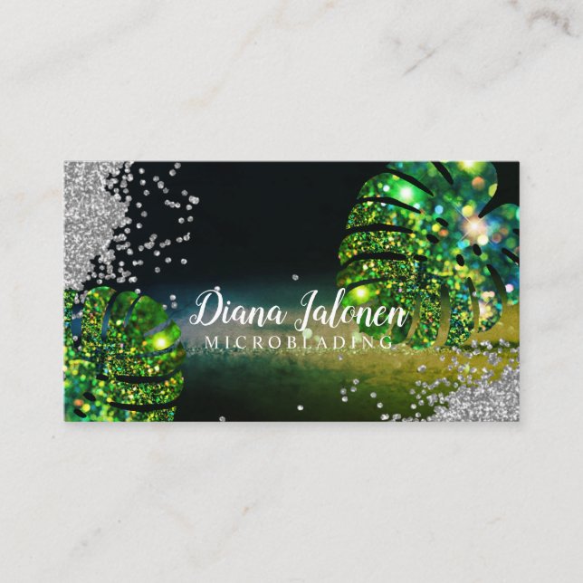 Brows Typography Eyebrow Salon Microblading Marble Business Card (Front)
