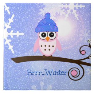 Brrr...Winter, Mr. Hoot Owl, Ceramic Tile