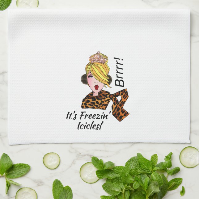 “Brrrr - It’s Freezin’ Icicles!” Tea Towel (Folded)