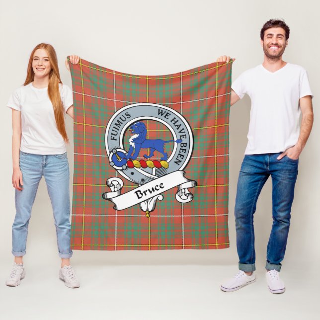Bruce Ancient Clan Badge Tartan Plaid Fleece Blanket (In Situ)