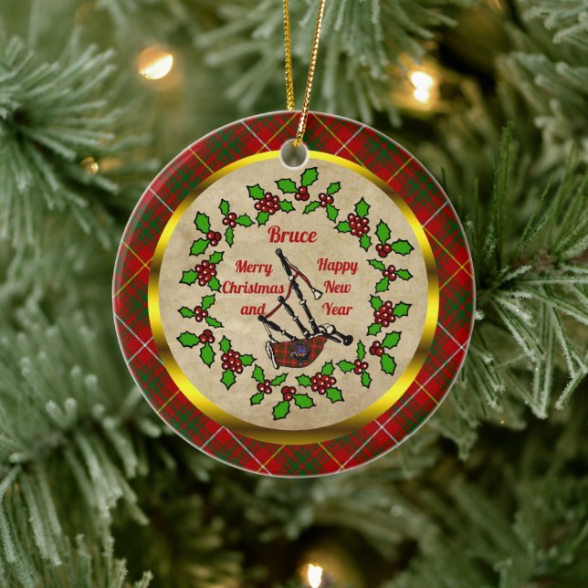 Bruce Bagpipe Christmas Ceramic Ornament (Tree)