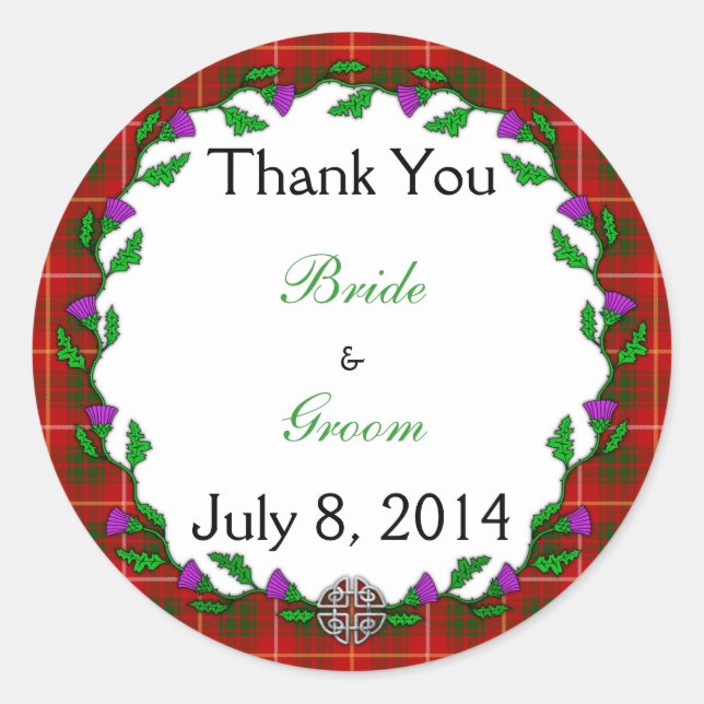 Bruce Celtic Wedding Thank You Classic Round Sticker (Front)