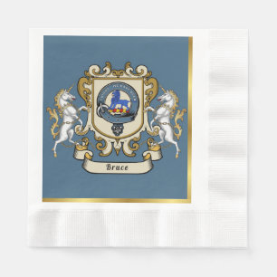 Bruce Clan Badge Blue Personalised Napkin