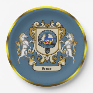 Bruce Clan Badge Blue Personalised Paper Plate