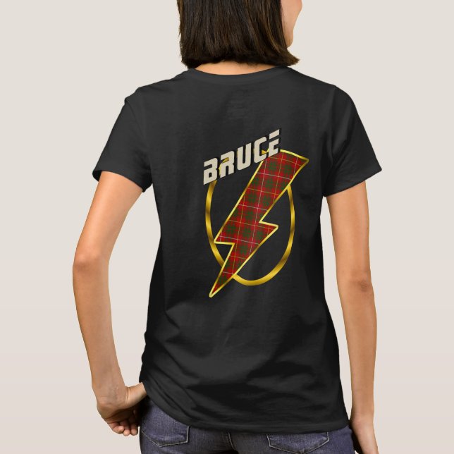 Bruce Clan Badge & Lightning Bolt Tartan T-Shirt (Back)