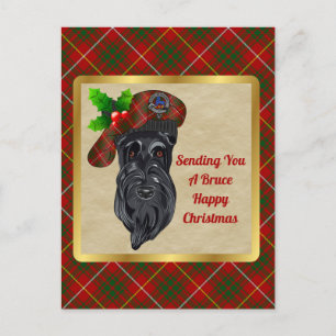 Bruce Clan Badge & Tartan Christmas Postcard