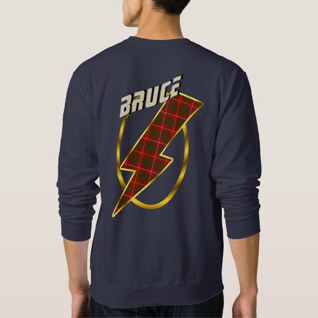 Bruce Clan Badge & Tartan Lighting Bolt Sweatshirt (Back)