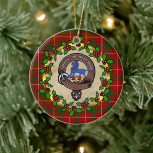 Bruce Clan Badge & Tartan Personalised Xmas Ceramic Ornament