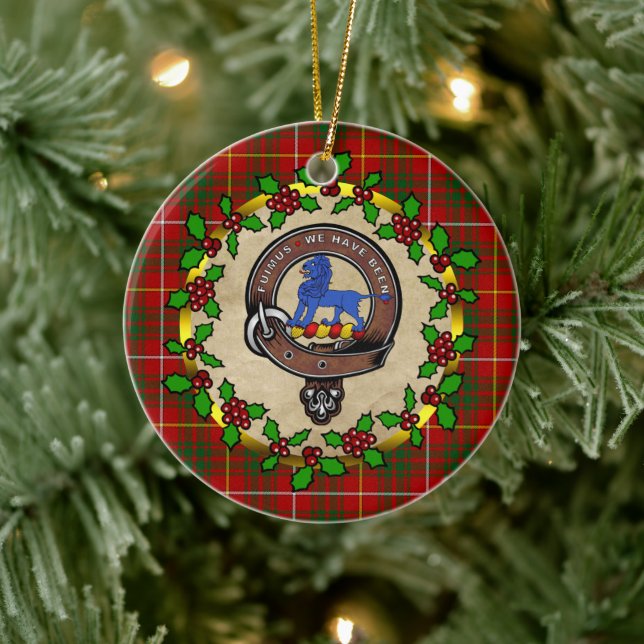 Bruce Clan Badge & Tartan Personalised Xmas Ceramic Ornament (Tree)