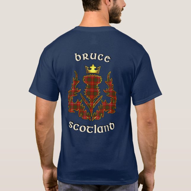 Bruce Clan Badge & Tartan w/Motto T-Shirt (Back)