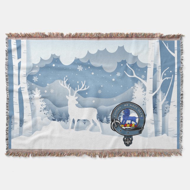 Bruce Clan Badge Winter Scene Throw Blanket (Front)
