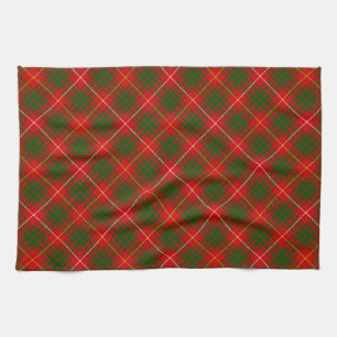 Bruce clan tartan red green plaid tea towel