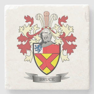 Bruce Family Crest Coat of Arms Stone Coaster