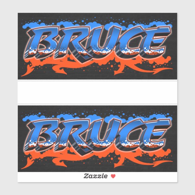 Bruce First Name Graffiti Sticker (Sheet)