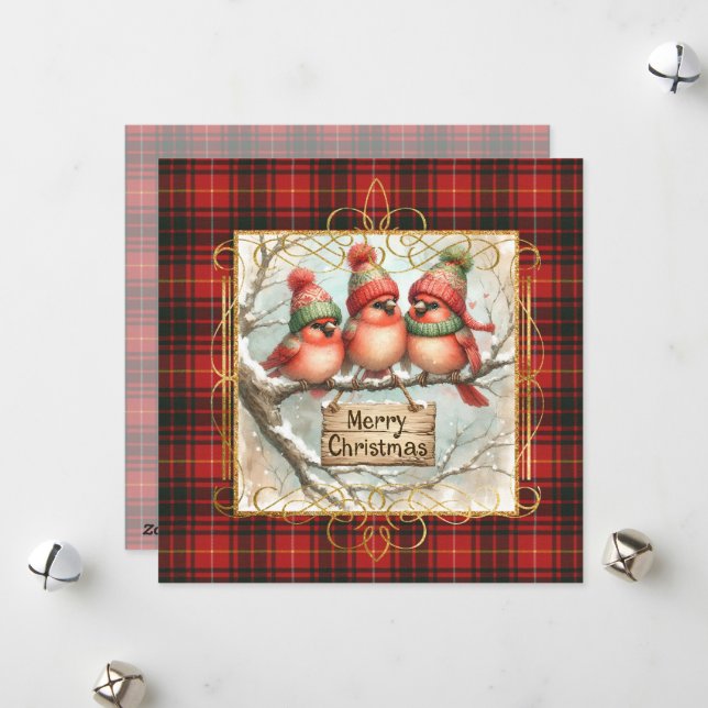 Bruce Modern Original Scottish Tartan Christmas Holiday Card (Front/Back In Situ)