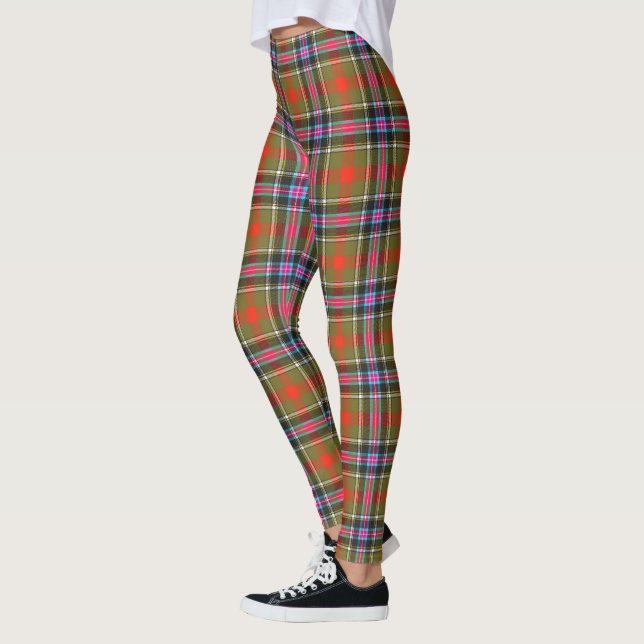 Bruce of Kinnaird Ancient Tartan Plaid Pattern Leggings (Left)