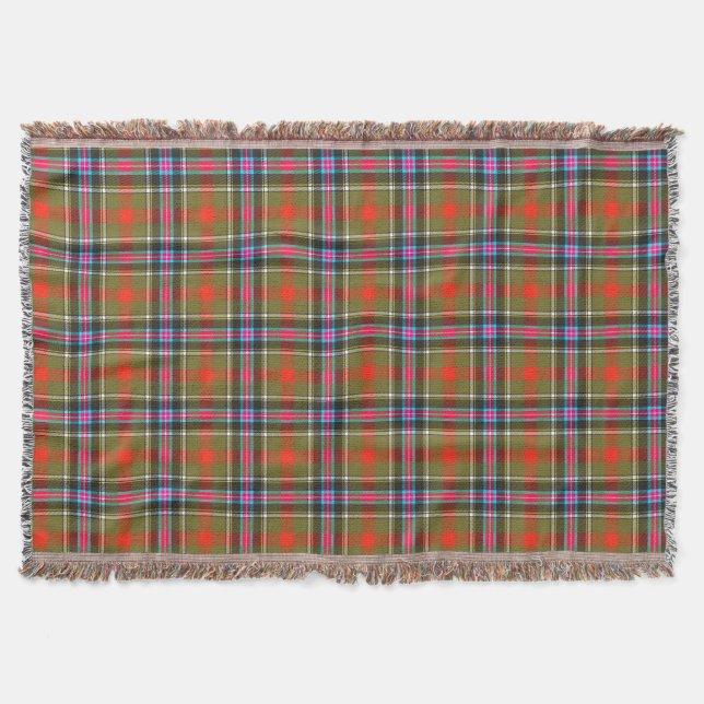 Bruce of Kinnaird Ancient Tartan Plaid Pattern Throw Blanket (Front)