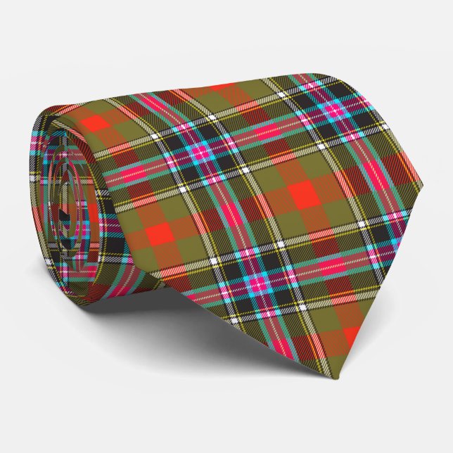 Bruce of Kinnaird Ancient Tartan Plaid Pattern Tie (Rolled)