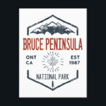Bruce Peninsula National Park Canada Distressed Postcard<br><div class="desc">Bruce Peninsula National Park Distressed Badge with unique park themed maple leaf design. The park is one of the largest protected areas in southern Ontario,  forming the core of UNESCO's Niagara Escarpment World Biosphere Reserve.</div>