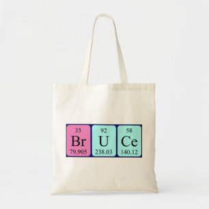Bruce periodic table name tote bag