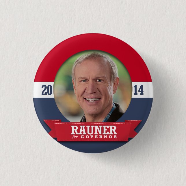 BRUCE RAUNER CAMPAIGN 3 CM ROUND BADGE (Front)