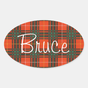 Bruce Scottish Tartan Oval Sticker