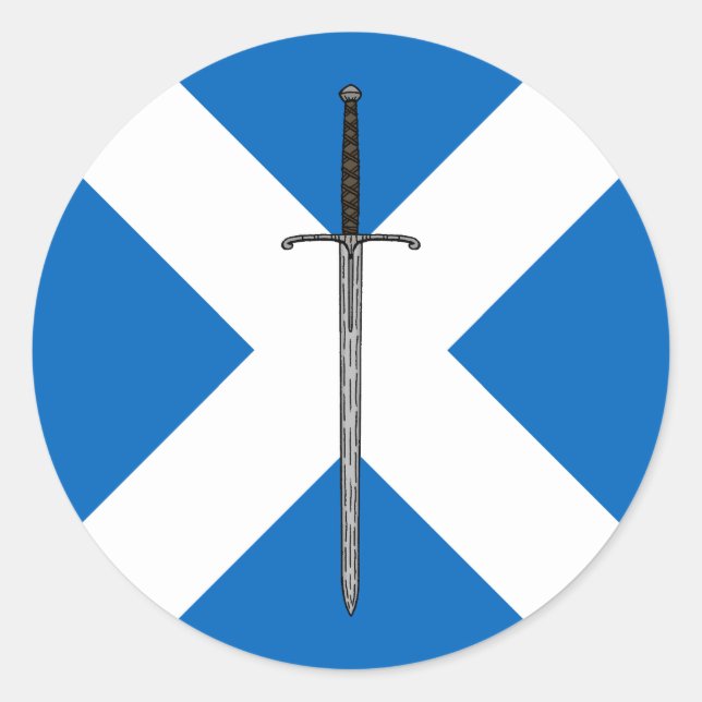 Bruce Sword on Saltire Classic Round Sticker (Front)